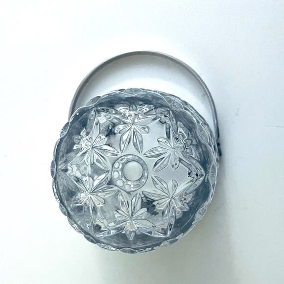 Vtg William Adams Cut Glass Crystal Ice Bucket Silver Plate Thumbprint Italy - Picture 10 of 12